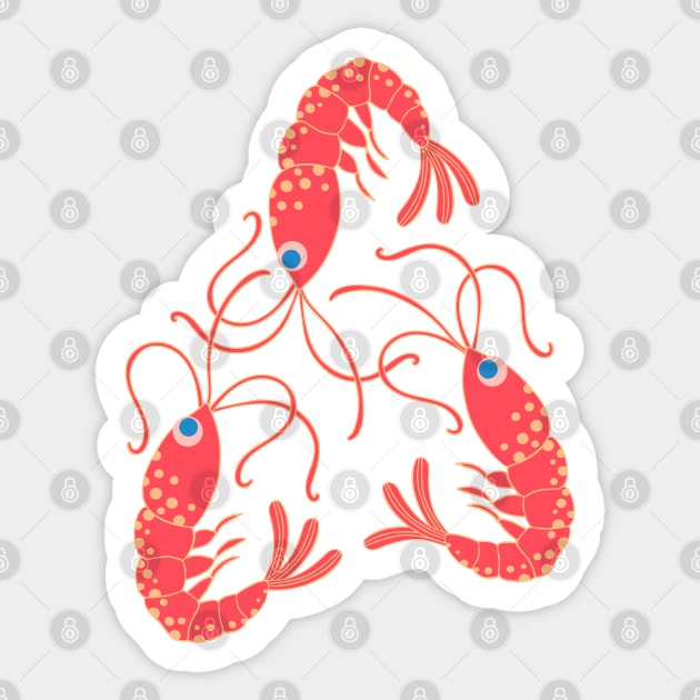 SHRIMPS Cute Sea Life Coastal Ocean Beach Shrimp in Red - UnBlink Studio by Jackie Tahara Sticker by UnBlink Studio by Jackie Tahara